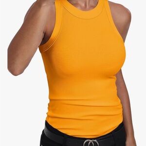 Orange Sleeveless Ribbed Top